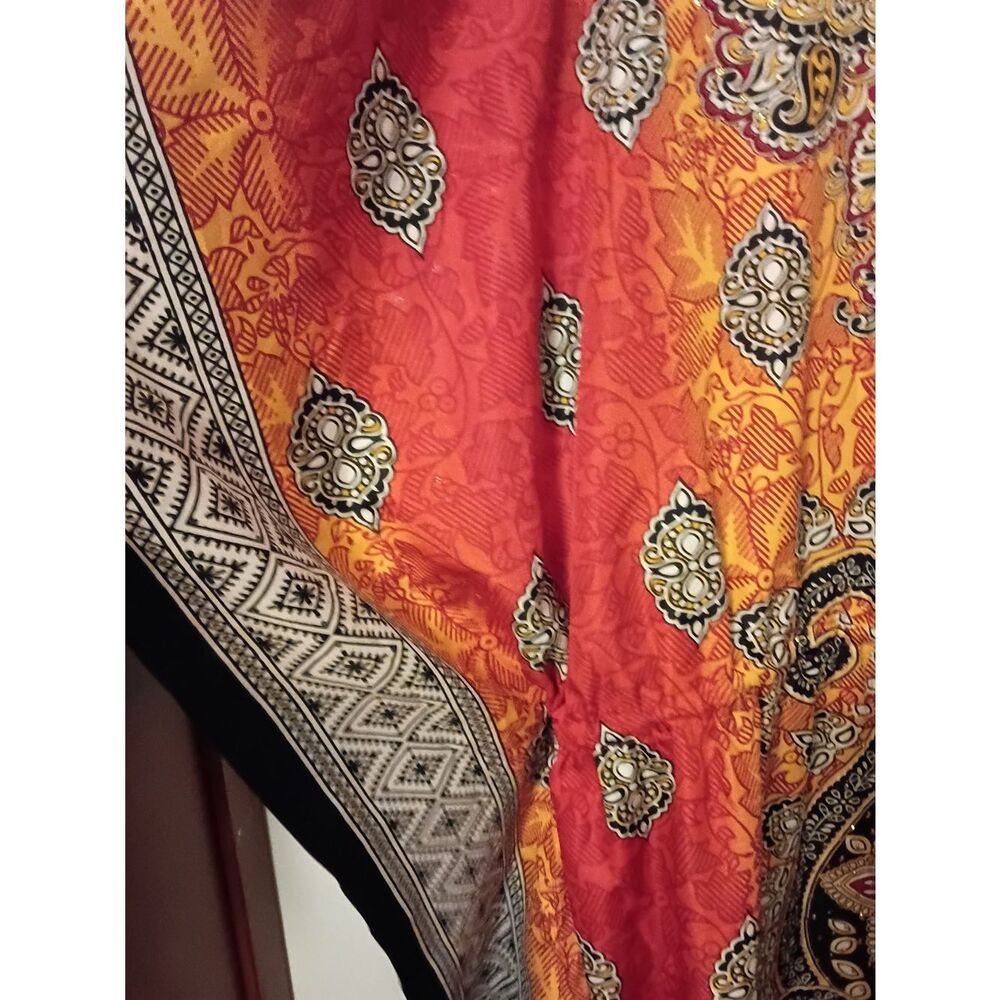 Bold Red & Orange Paisley Maxi Kaftan - Picture 4 of 5